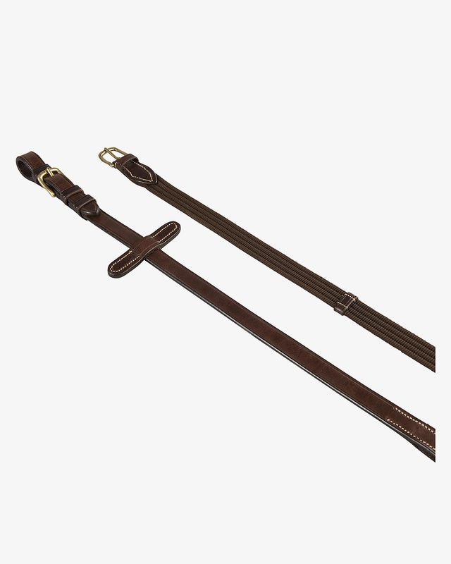 Reins for English bridle with brass buckles