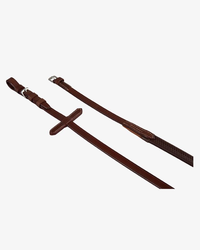 Leather and rubber reins with stainless steel buckles