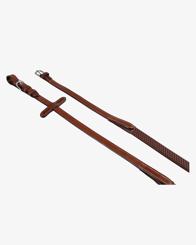Leather and rubber reins for English bridle