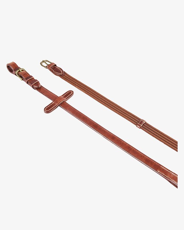 Reins for English bridle with brass buckles