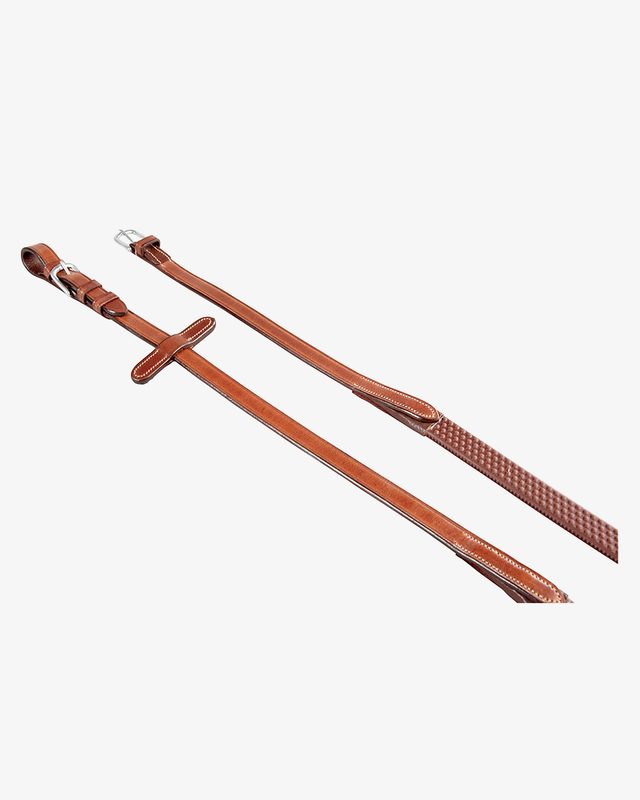 Leather and rubber reins for English bridle
