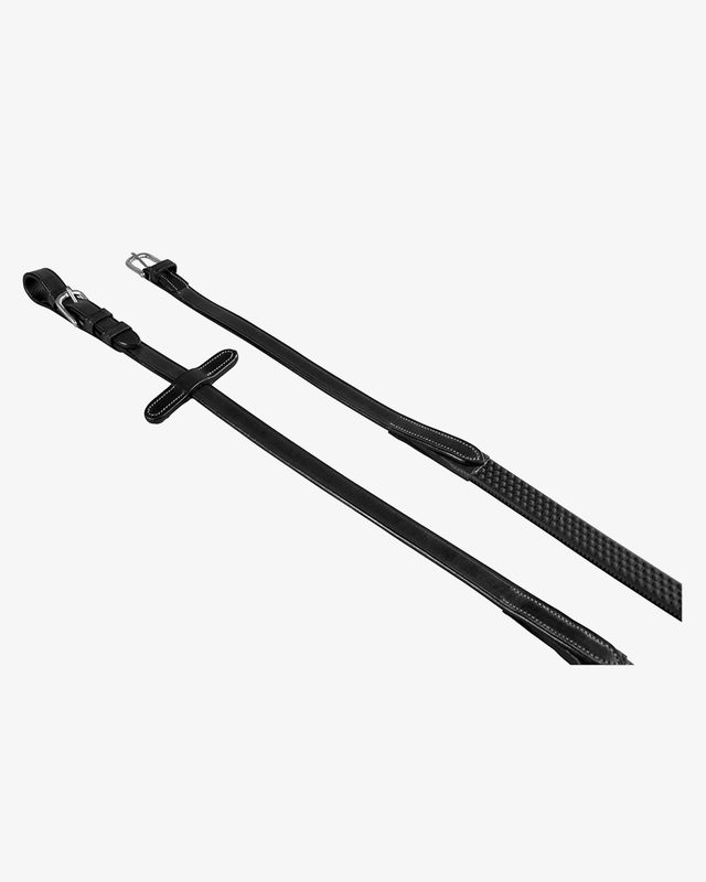 Leather and rubber reins for English bridle