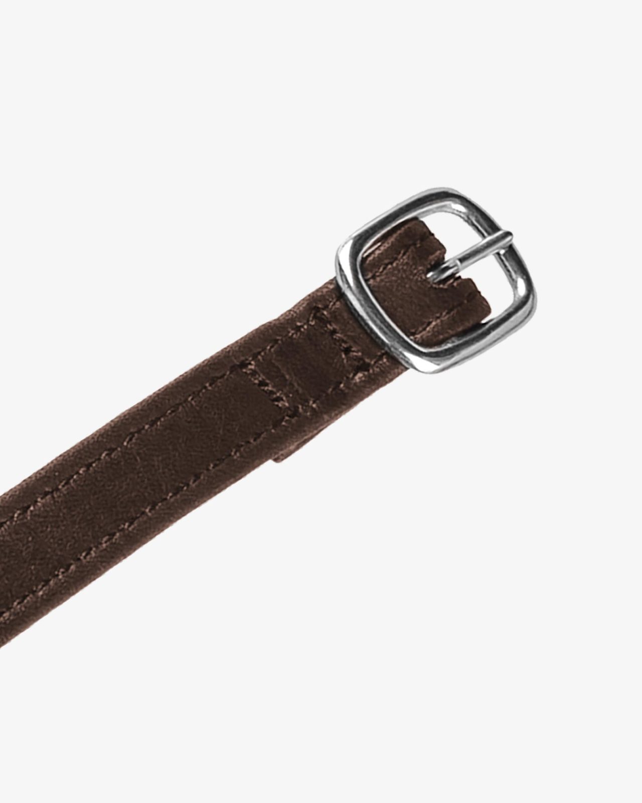 Spur straps in double leather and silver buckle