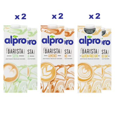 ALPRO BOX BARISTA Professional, Soia 2x1l + Mandorla 2x1l + Avena 2x1l