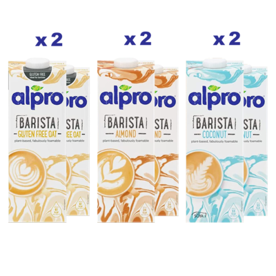 ALPRO BOX BARISTA Professional, Avena 2x1l + Mandorla 2x1l + Cocco 2x1l