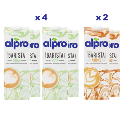 ALPRO BOX BARISTA Professional, Soia 4x1l + Mandorla 2x1l