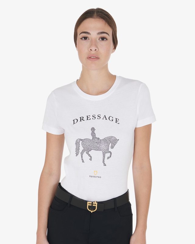 Women's slim fit t-shirt dressage with rhinestone