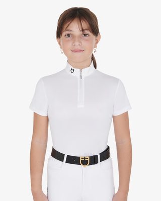 Polo bambina da concorso slim fit con zip