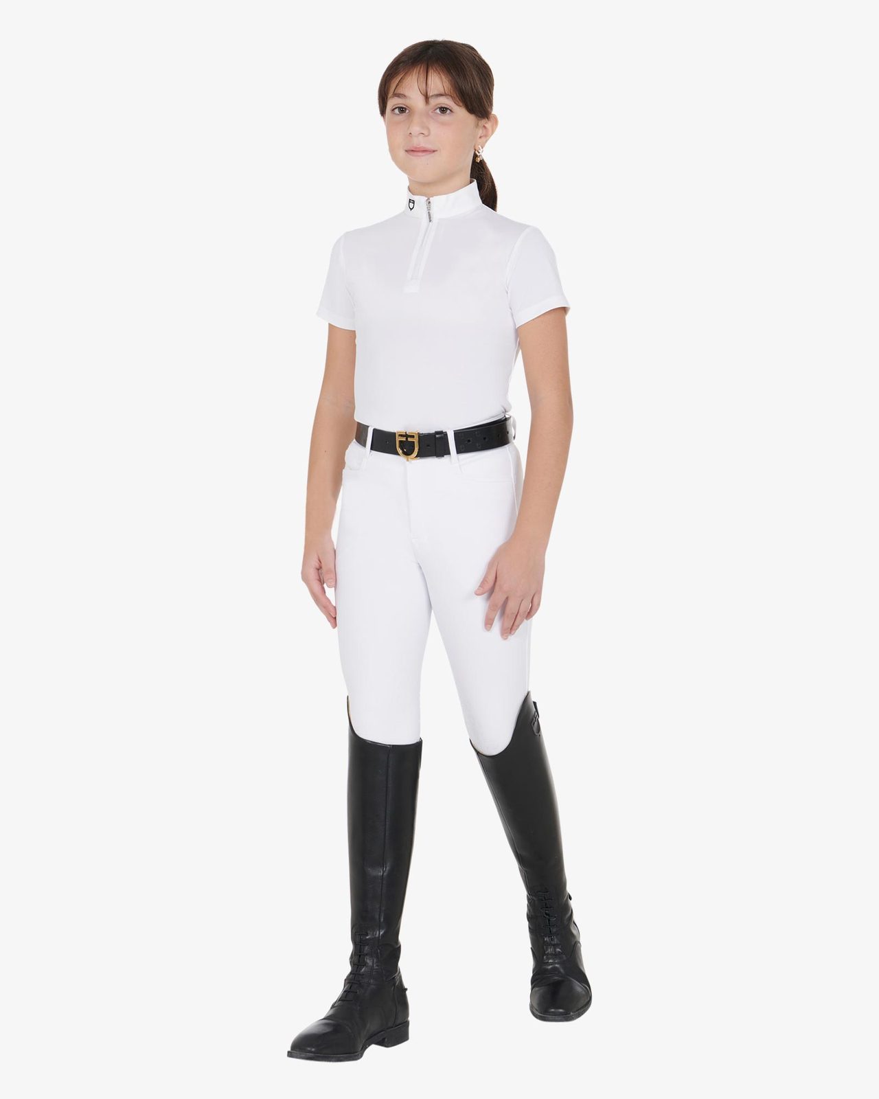 Polo bambina da concorso slim fit con zip