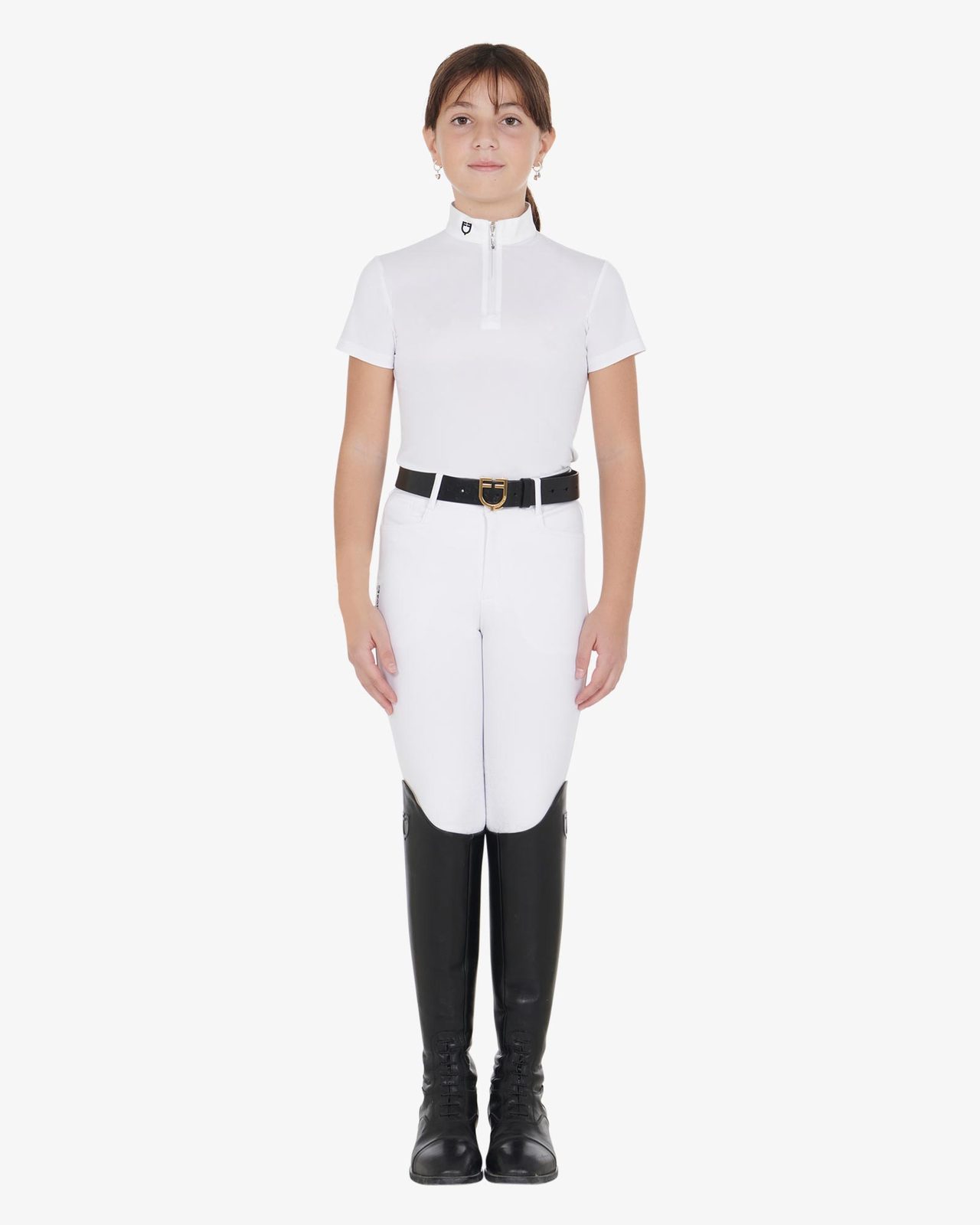Polo bambina da concorso slim fit con zip