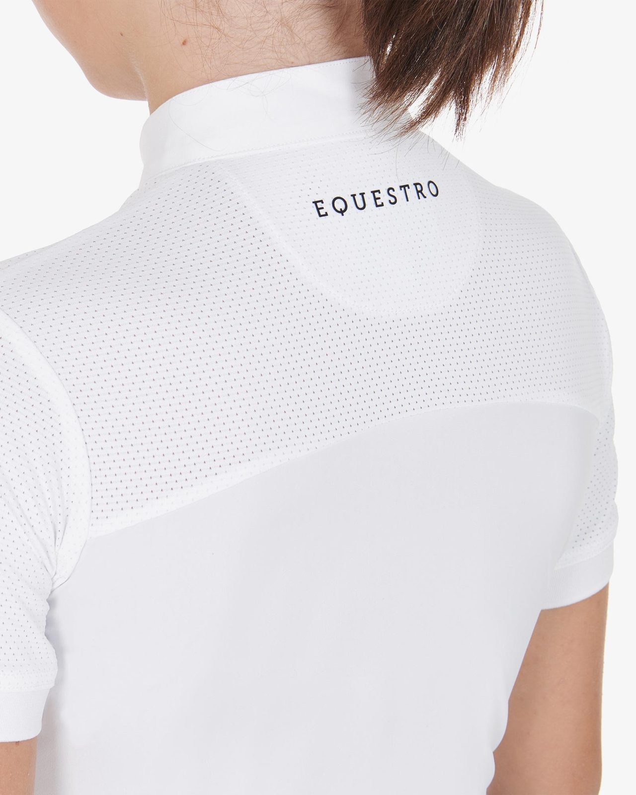 Polo bambina da concorso slim fit tessuto traforato