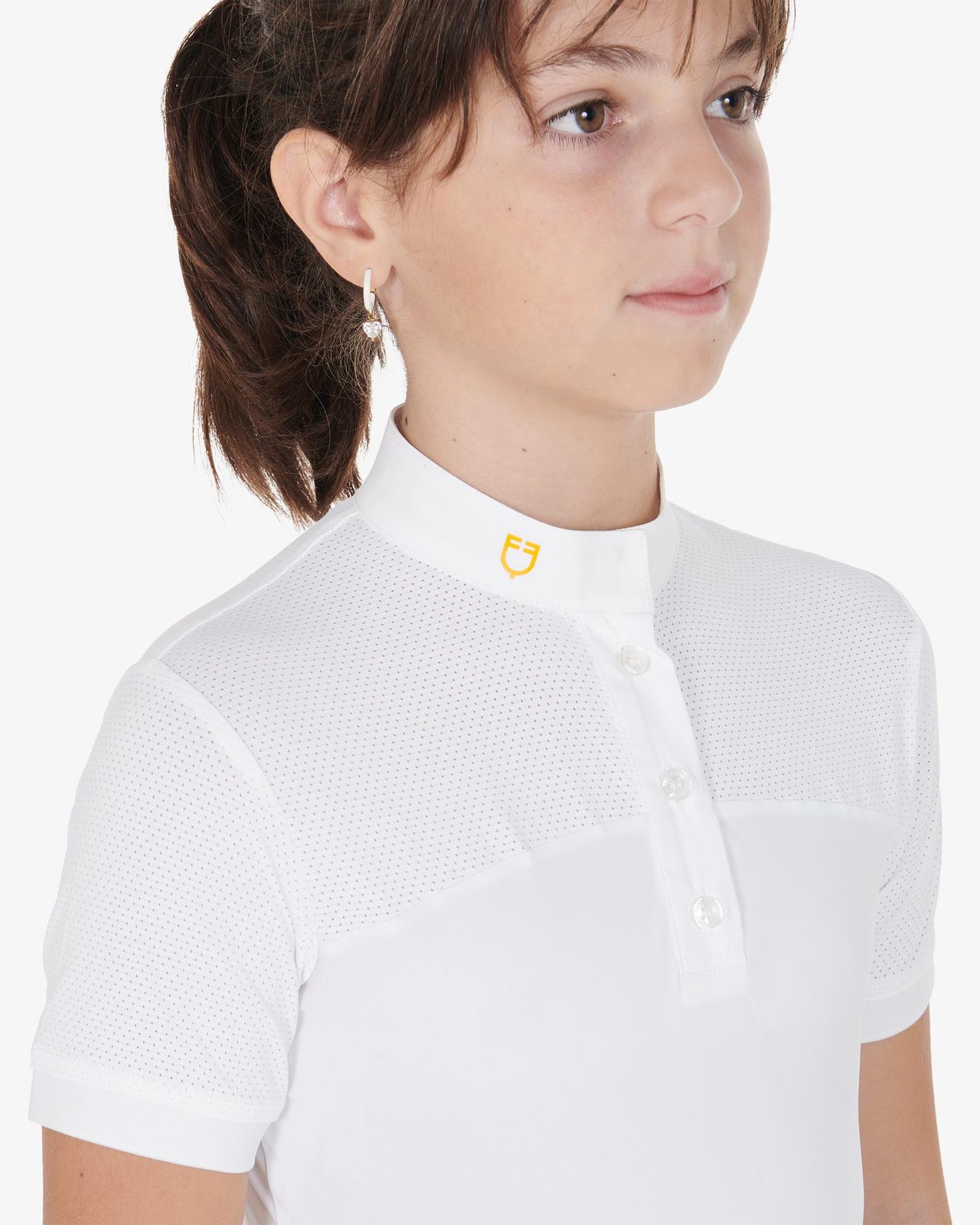 Polo bambina da concorso slim fit tessuto traforato
