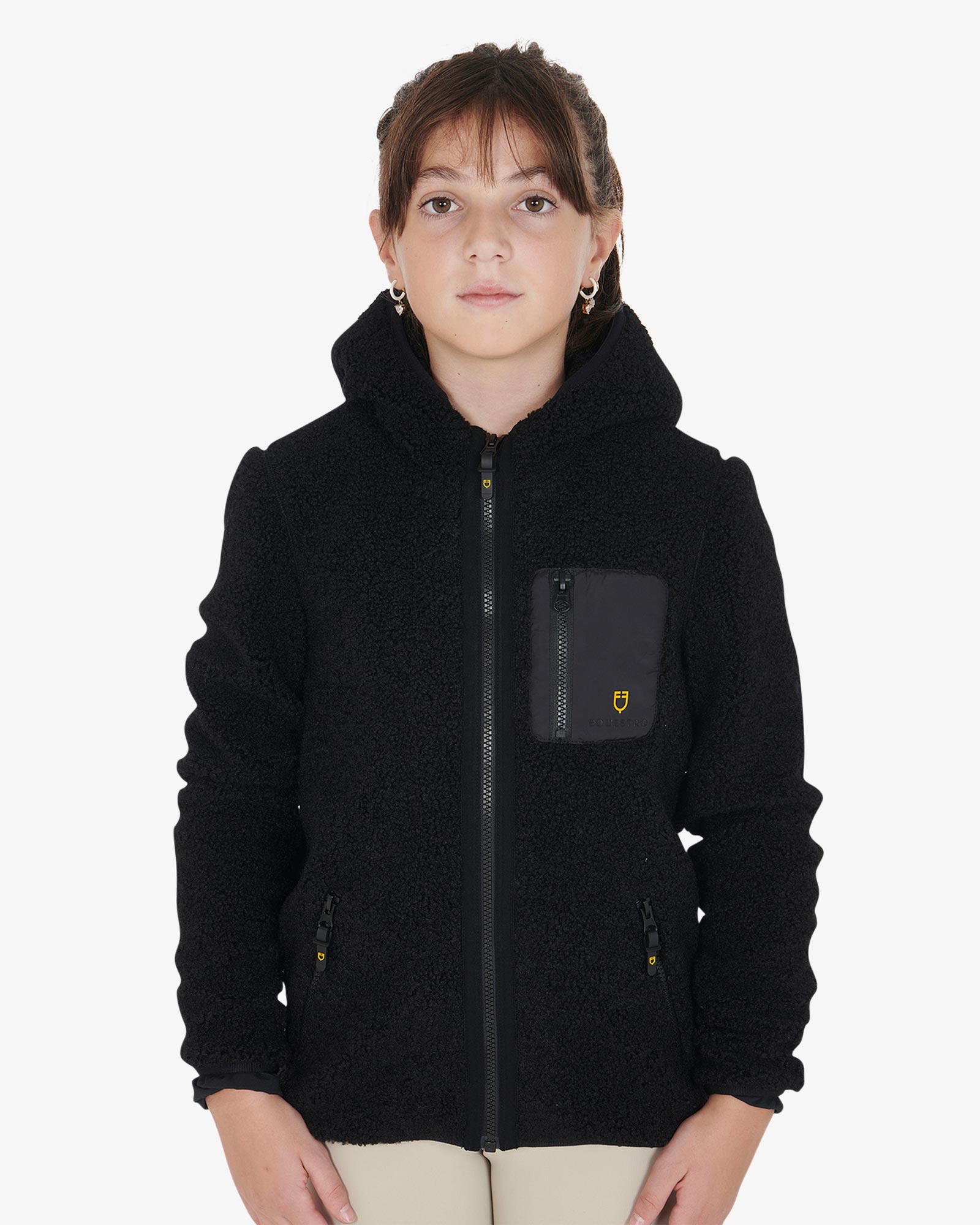 Felpa bambina in pile ricciolo con zip frontale