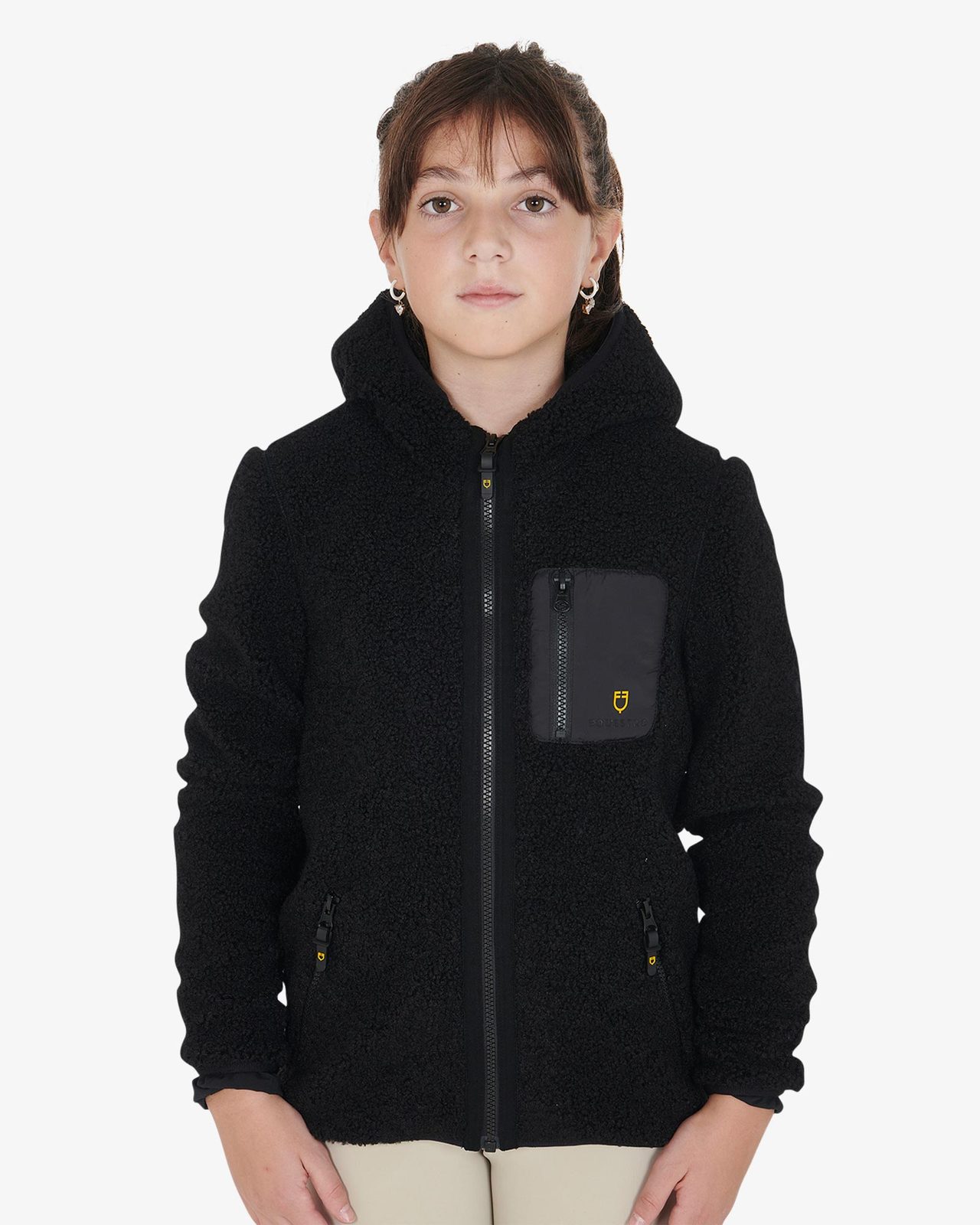 Felpa bambina in pile ricciolo con zip frontale