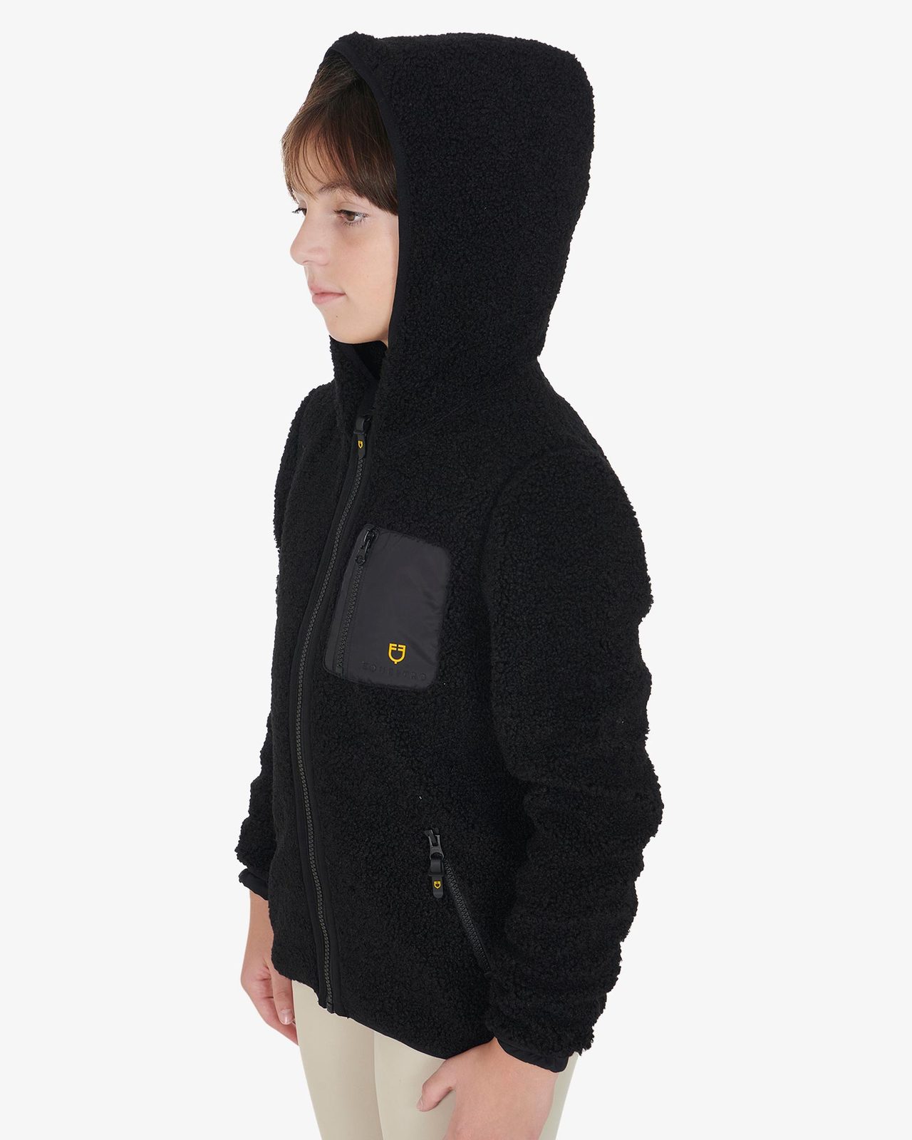 Felpa bambina in pile ricciolo con zip frontale