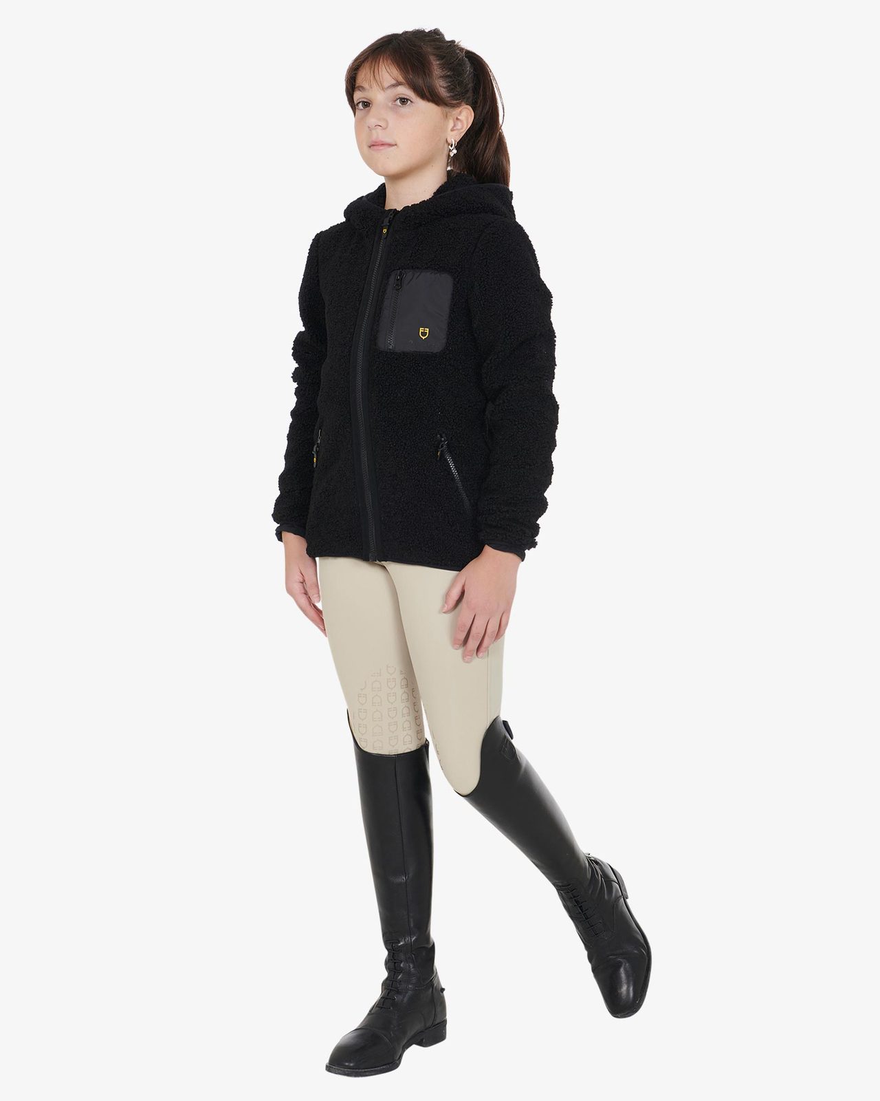 Felpa bambina in pile ricciolo con zip frontale