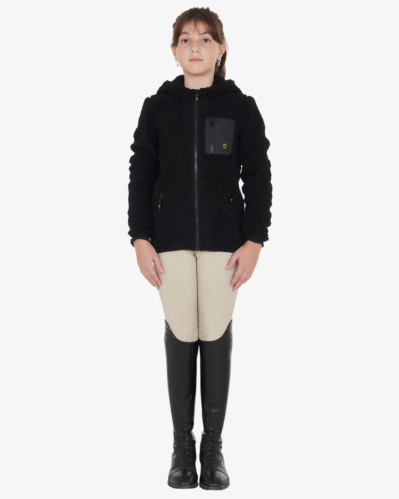 Felpa bambina in pile ricciolo con zip frontale