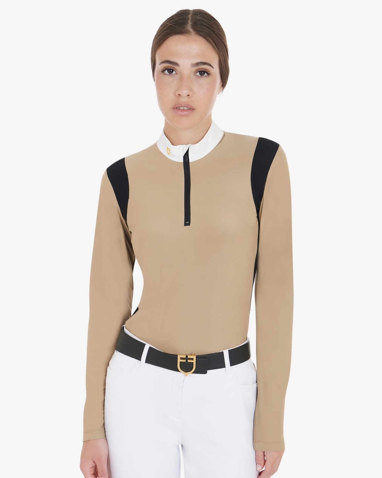Polo donna slim fit in tessuto tecnico