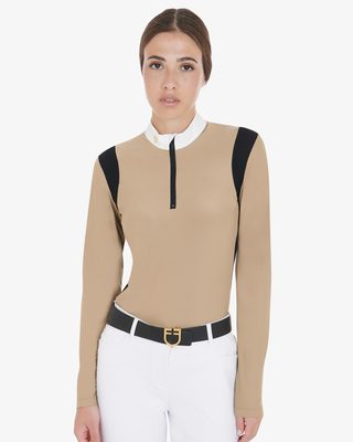 Polo donna slim fit in tessuto tecnico