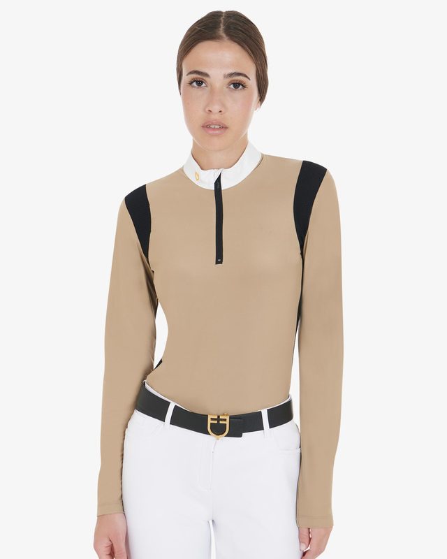Women's slim fit polo shirt in technical fabric