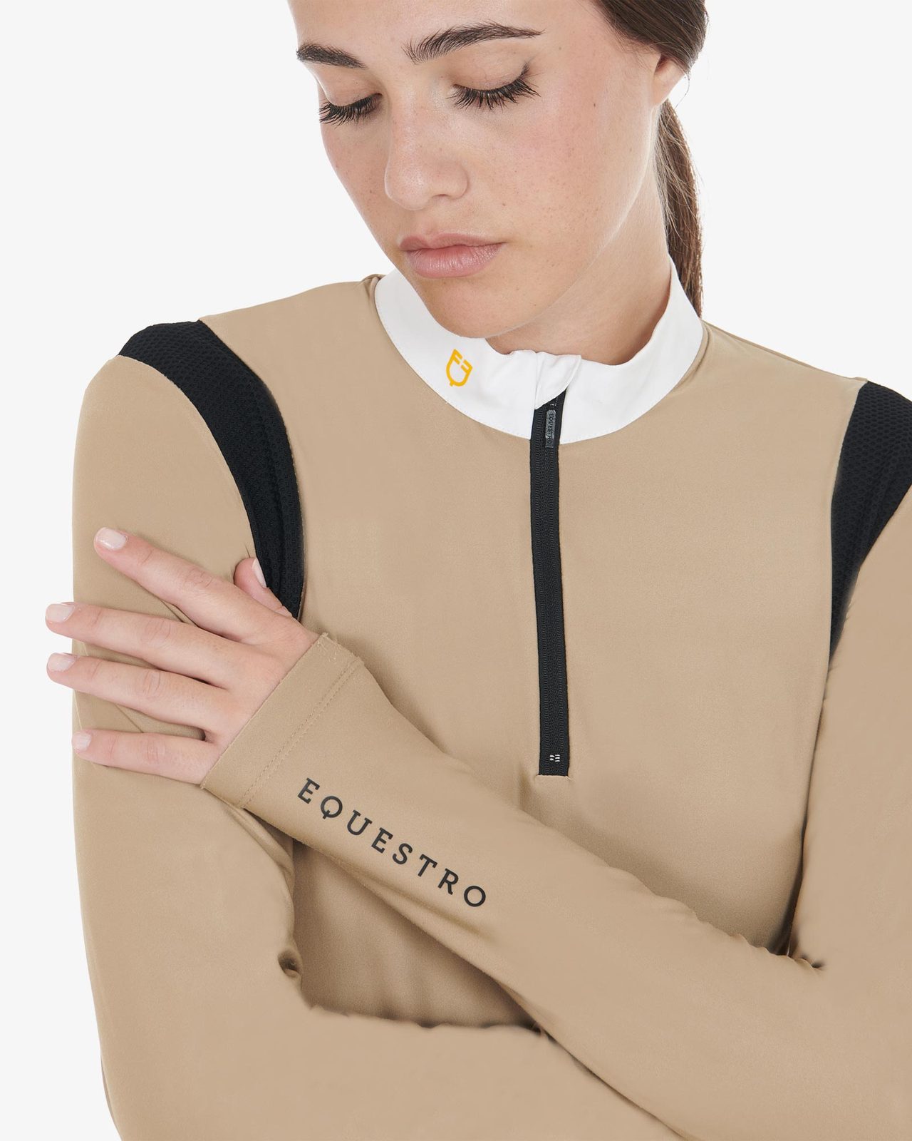 Polo donna slim fit in tessuto tecnico