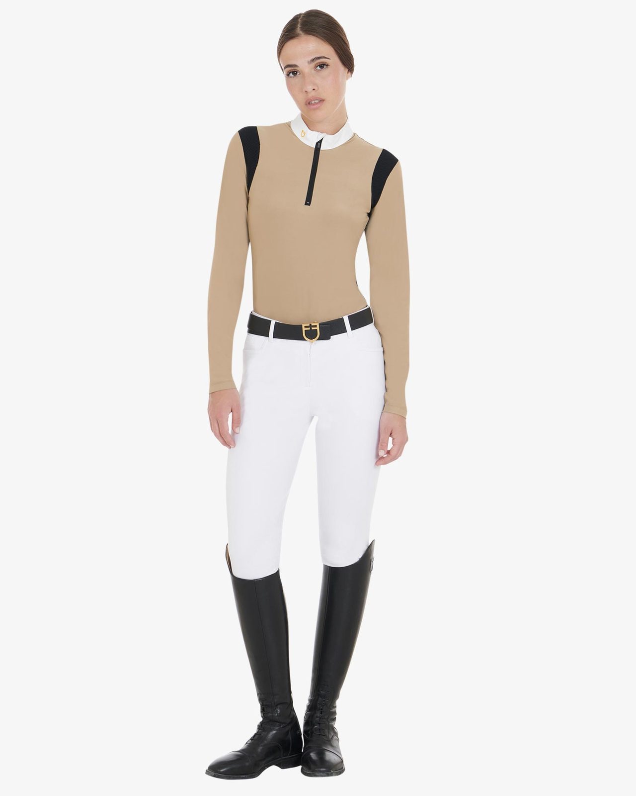 Polo donna slim fit in tessuto tecnico