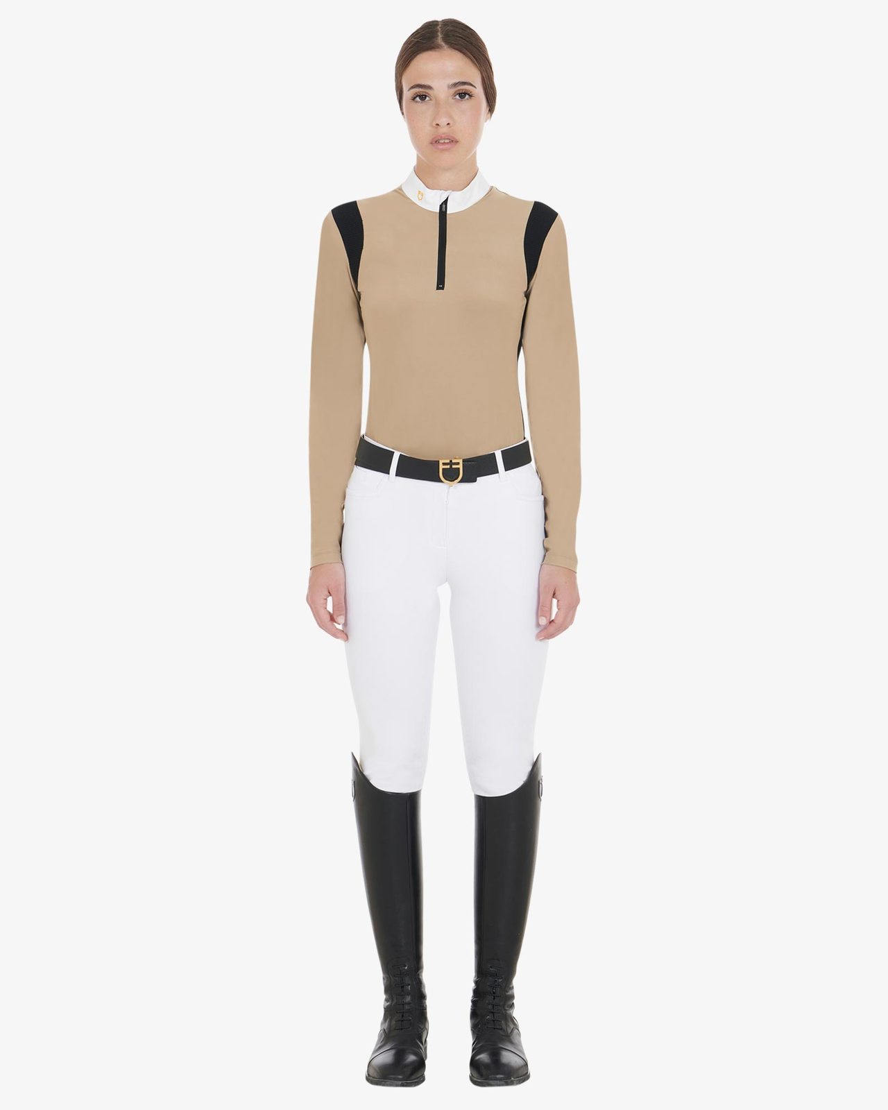 Polo donna slim fit in tessuto tecnico