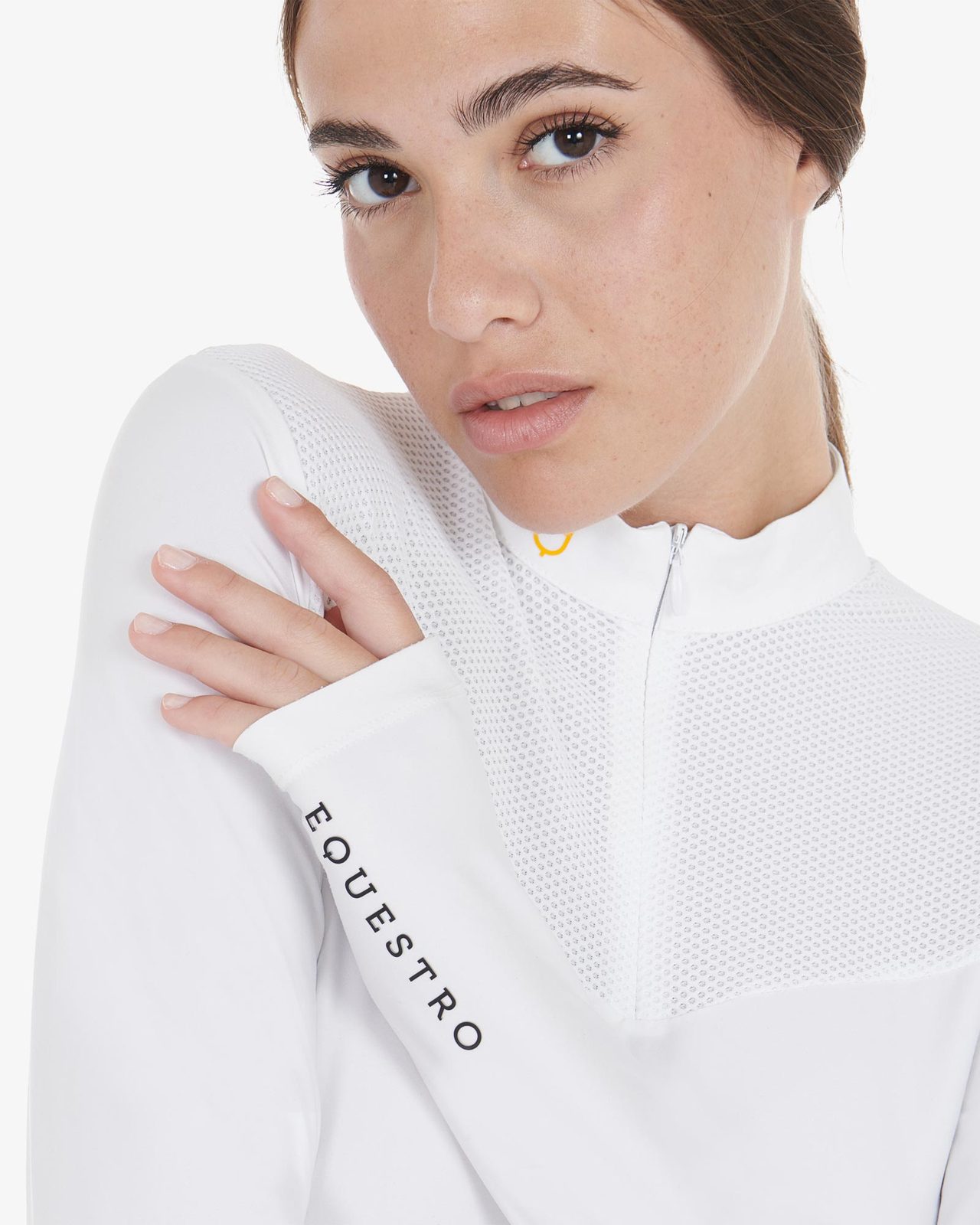 Polo donna da concorso in tessuto tecnico e mesh