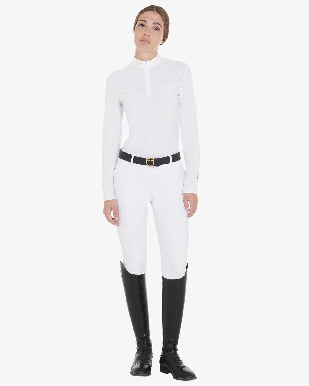 Polo donna da concorso in tessuto tecnico e mesh
