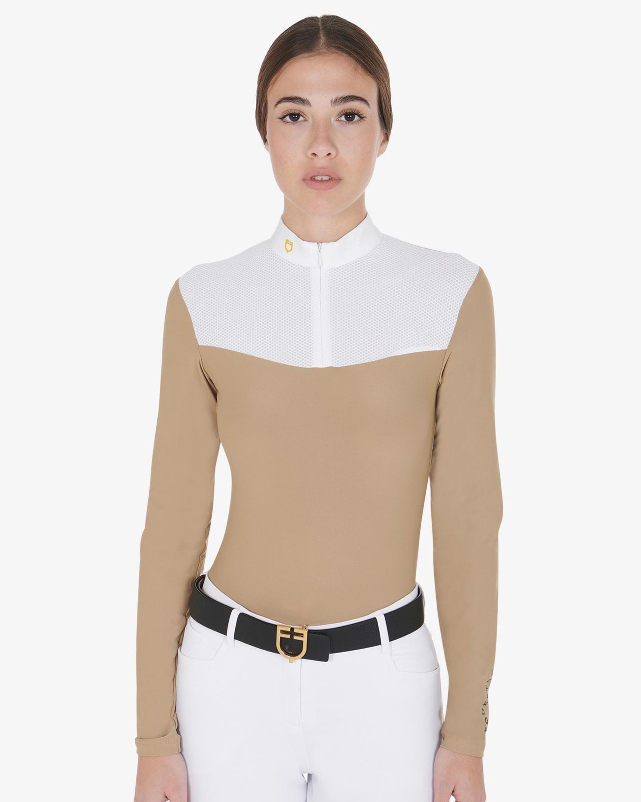 Polo donna da concorso in tessuto tecnico e mesh