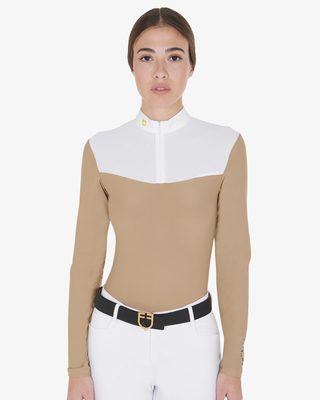 Polo donna da concorso in tessuto tecnico e mesh