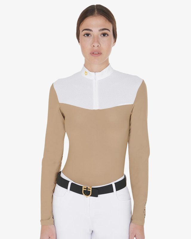 Polo donna da concorso in tessuto tecnico e mesh