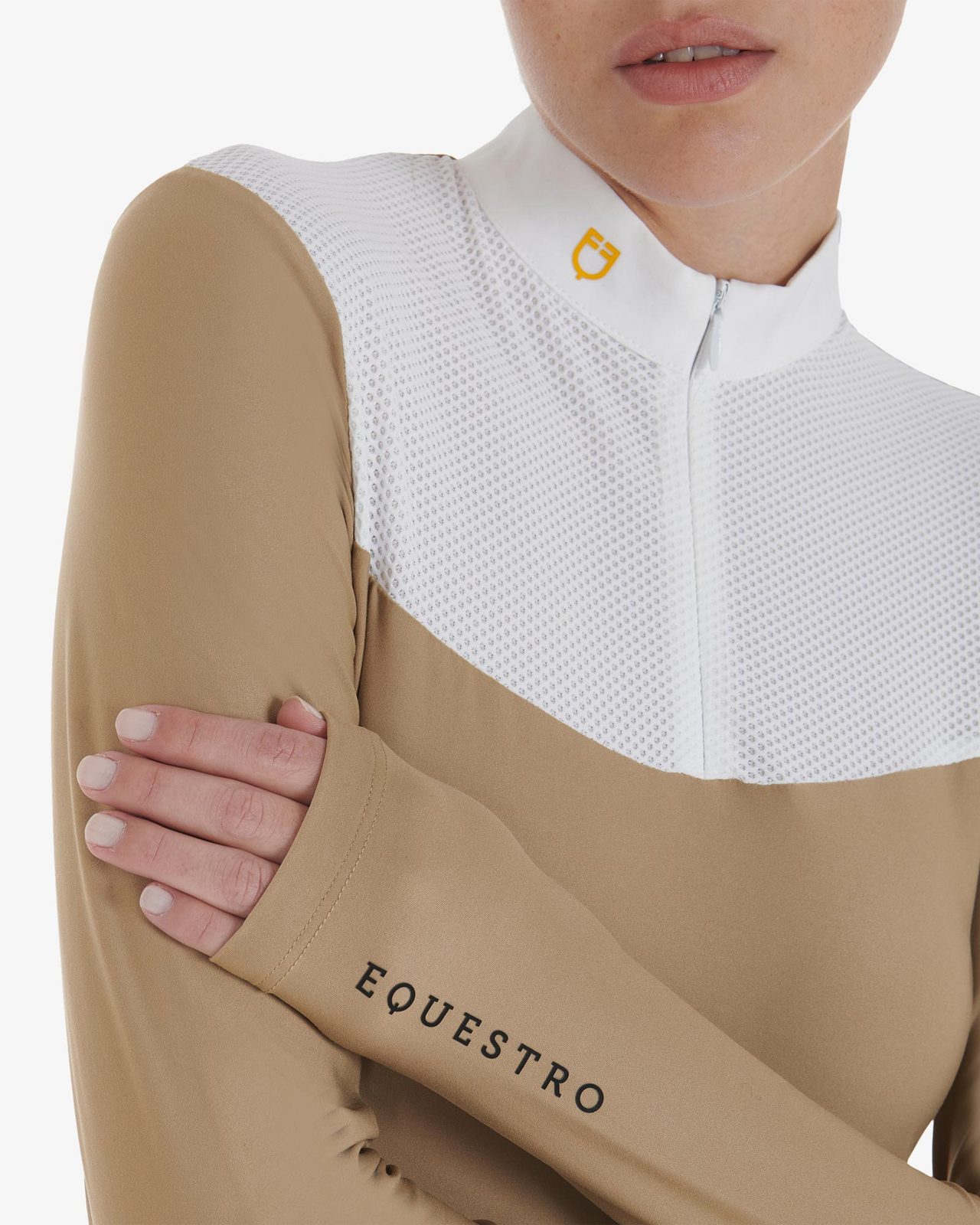 Polo donna da concorso in tessuto tecnico e mesh