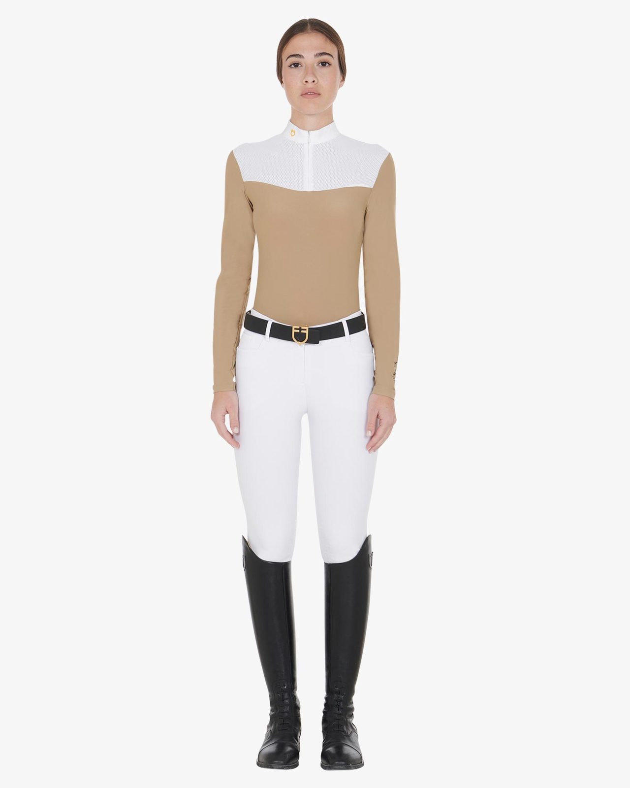 Polo donna da concorso in tessuto tecnico e mesh