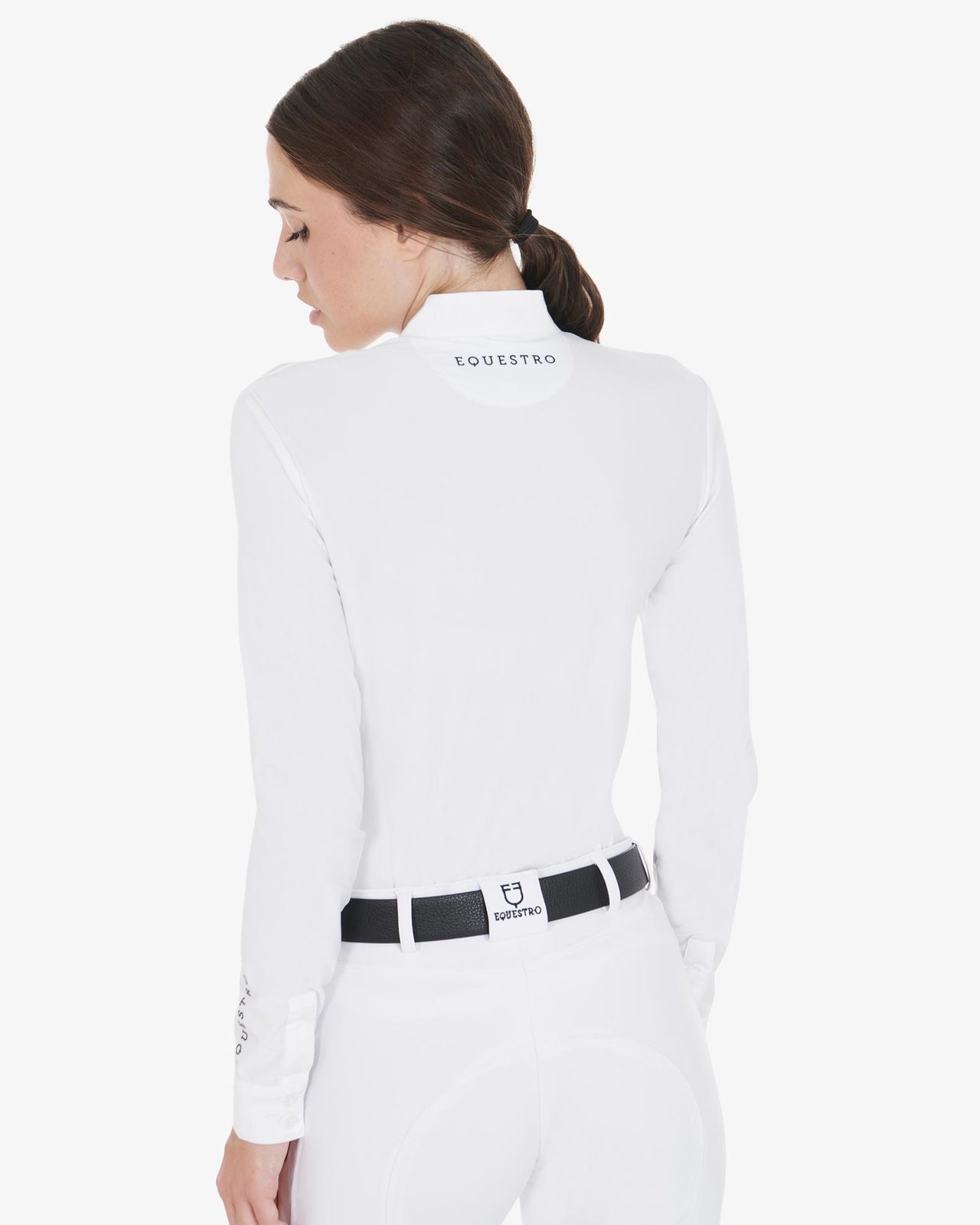 Polo donna slim fit con cotone plissettato