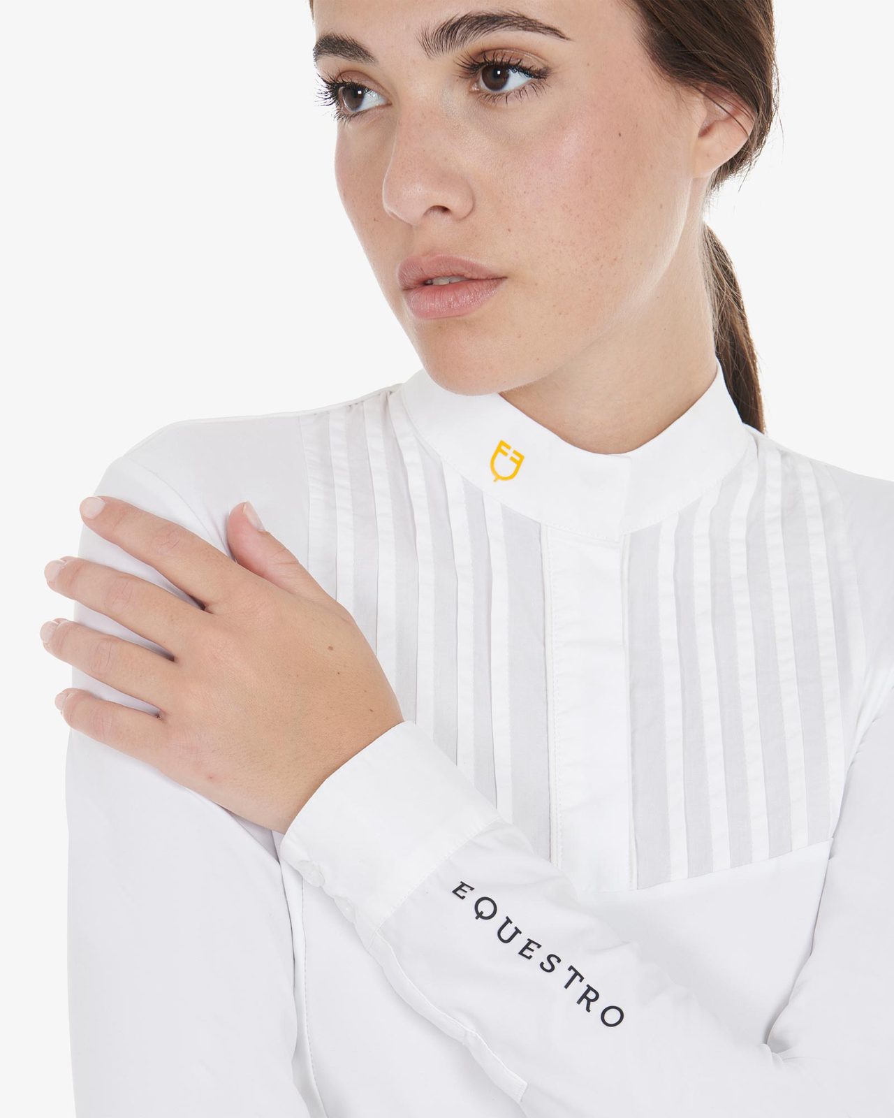 Polo donna slim fit con cotone plissettato