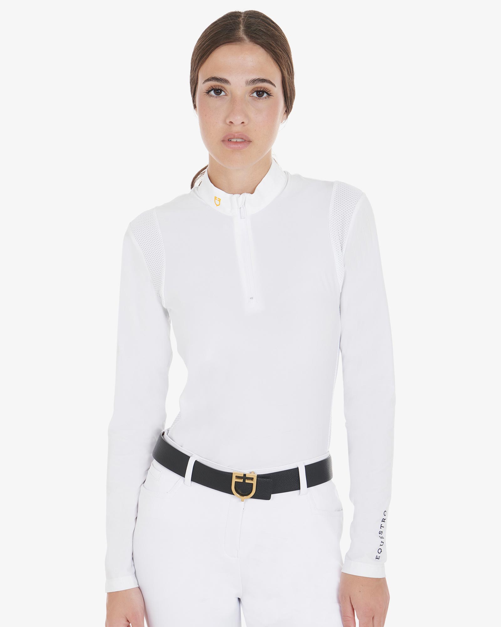 Polo donna slim fit in tessuto tecnico