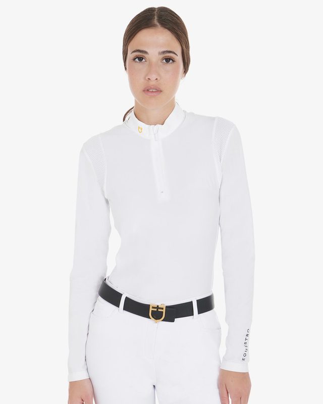 Women's slim fit polo shirt in technical fabric