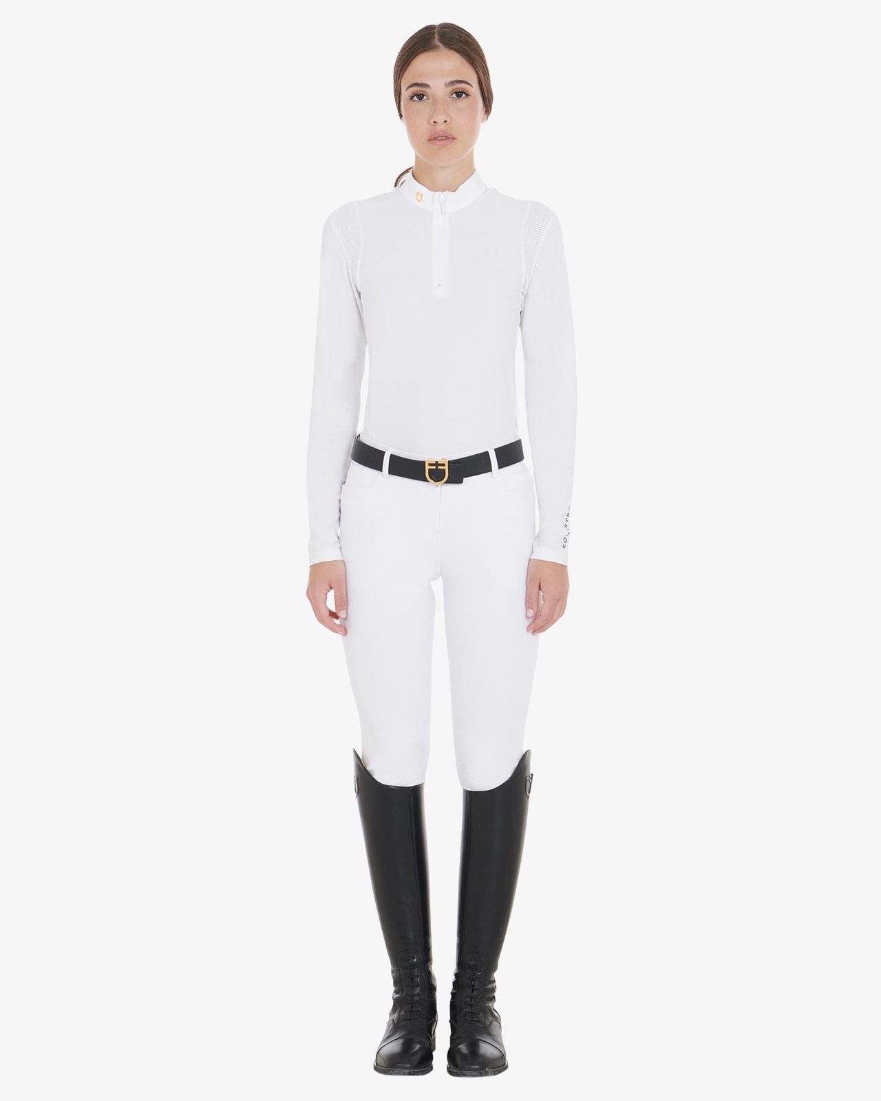 Polo donna slim fit in tessuto tecnico