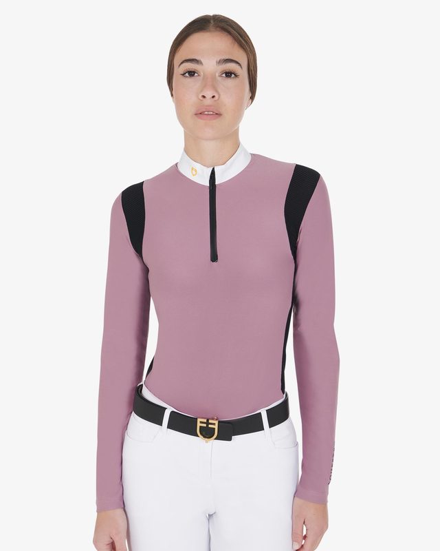 Women's slim fit polo shirt in technical fabric