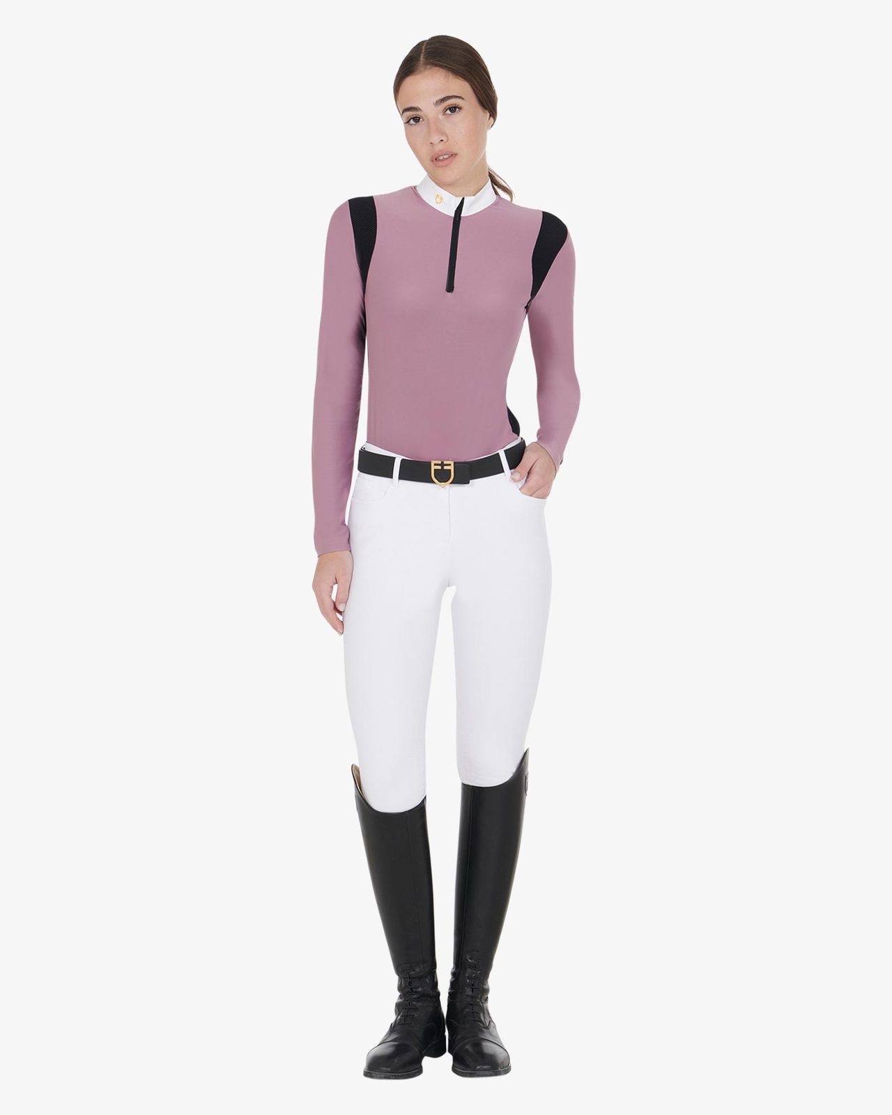 Polo donna slim fit in tessuto tecnico