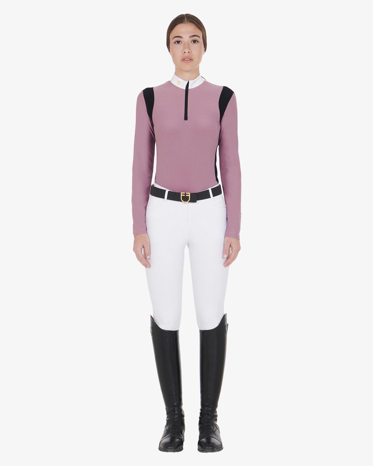 Polo donna slim fit in tessuto tecnico