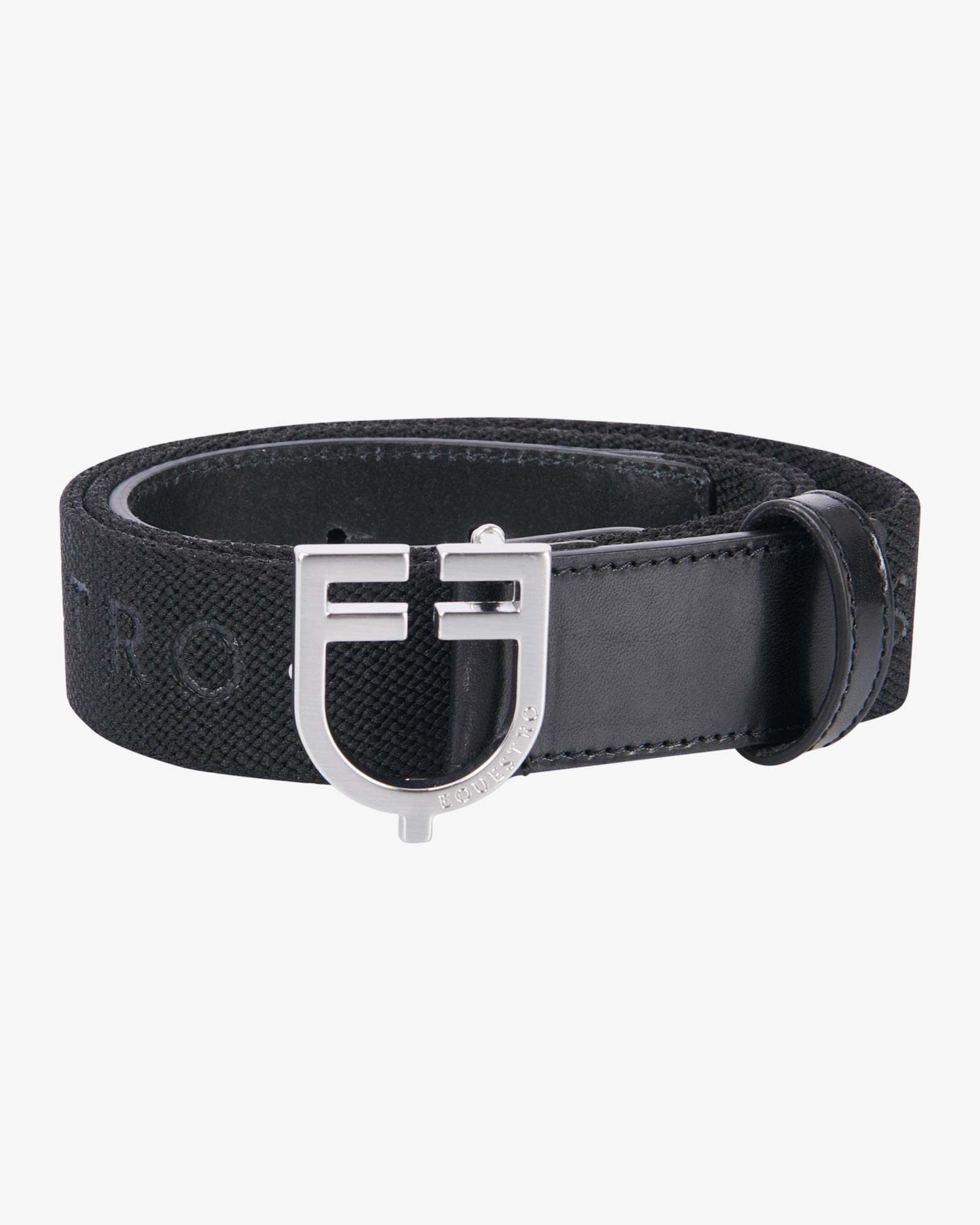 Leather belt with elastic and lettering