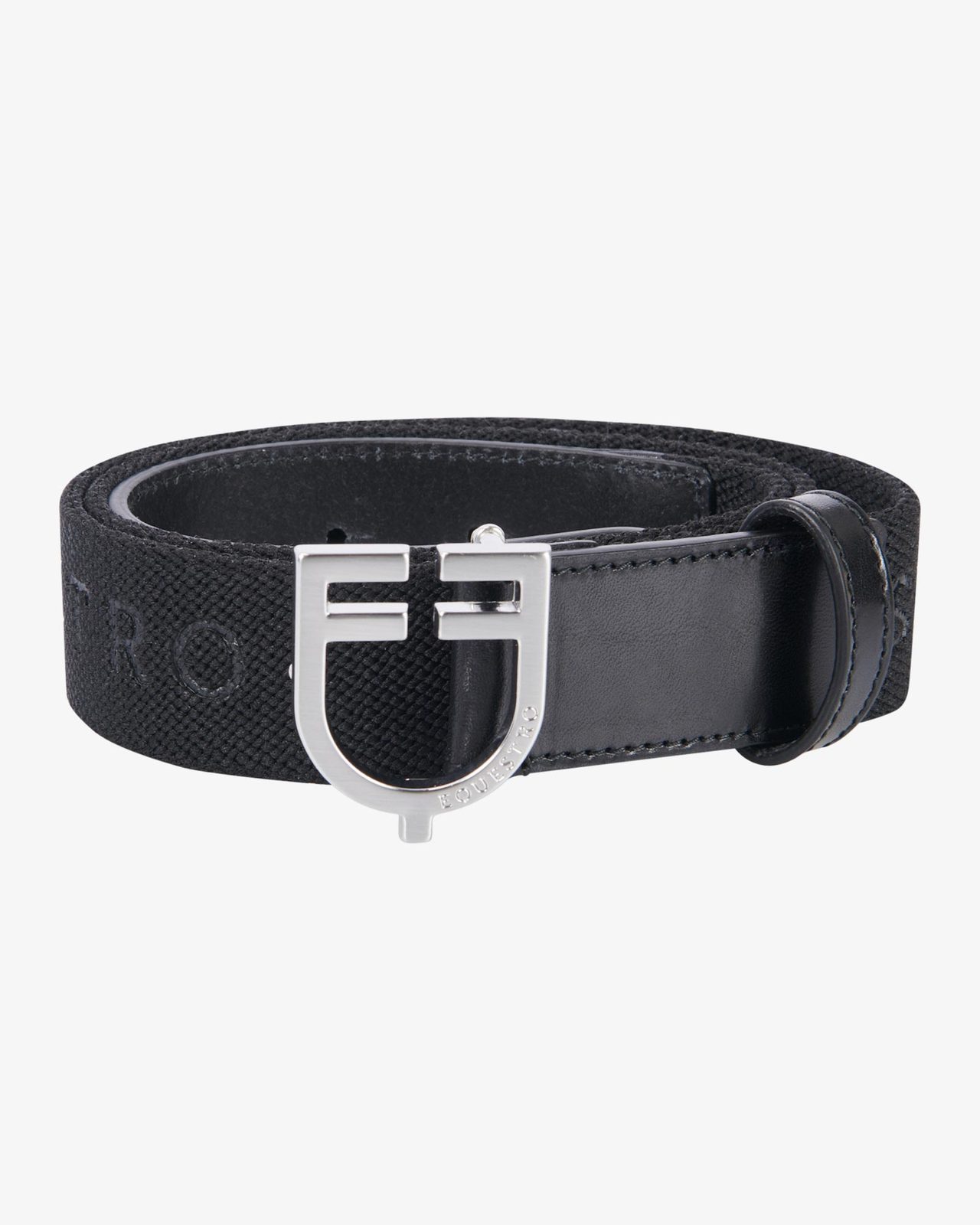 Leather belt with elastic and lettering