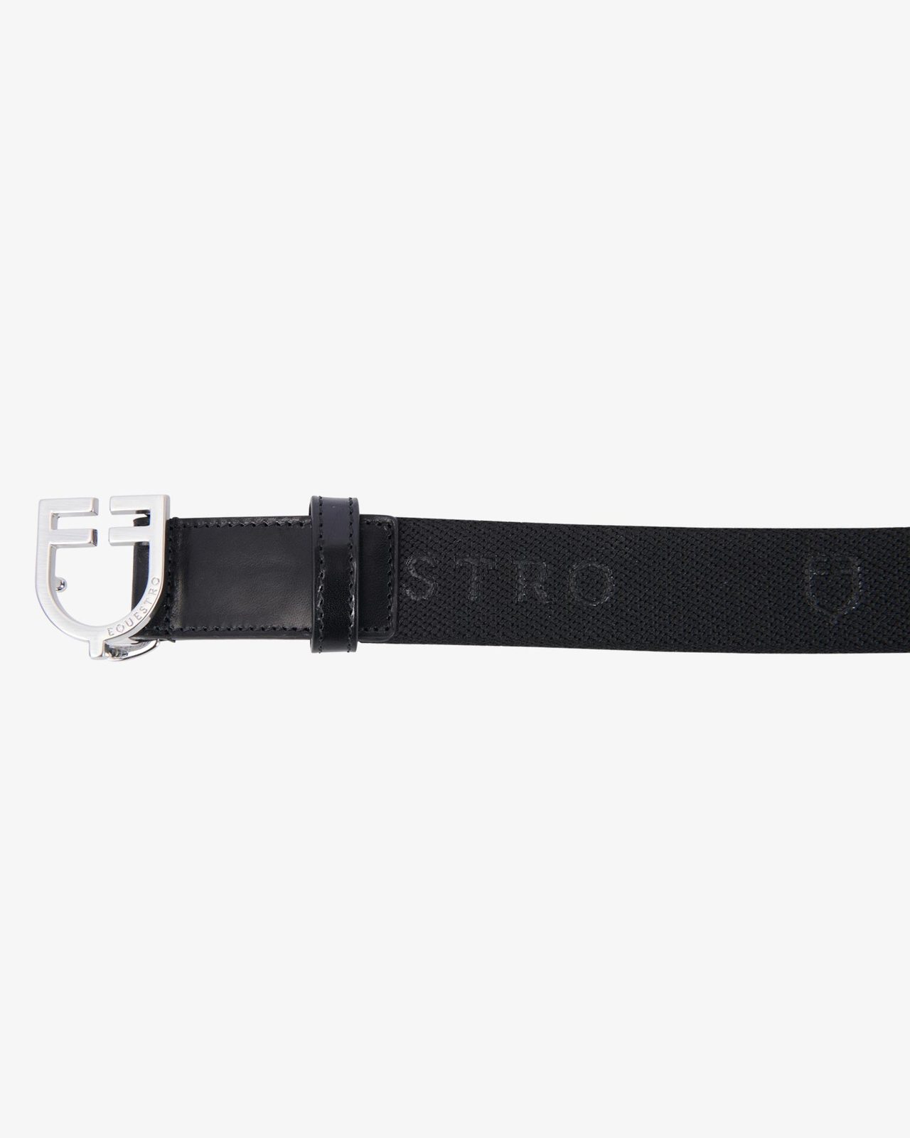 Leather belt with elastic and lettering