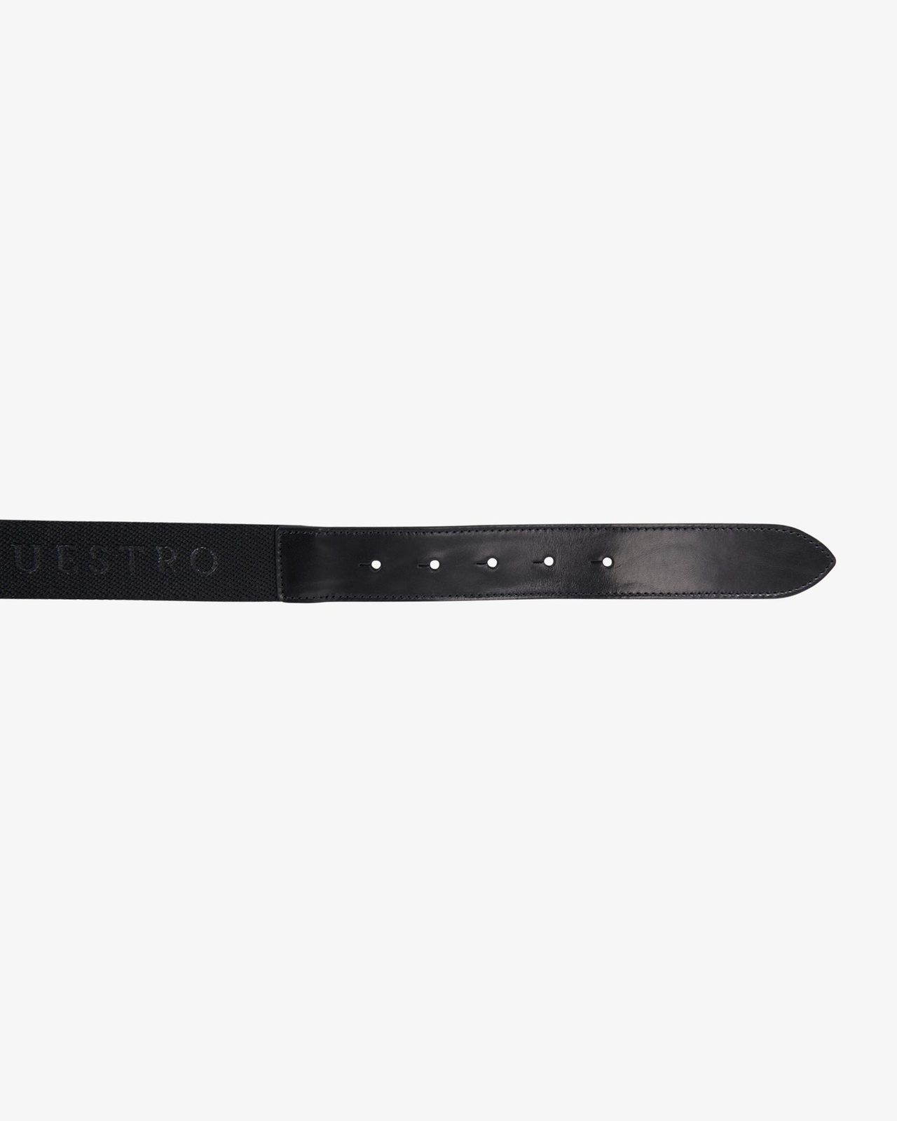 Leather belt with elastic and lettering