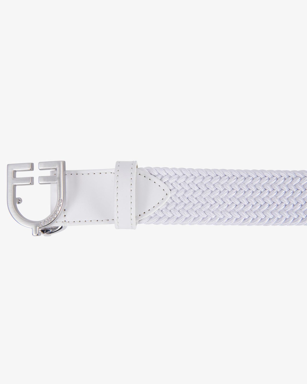 Leather elastic belt with logoed buckle