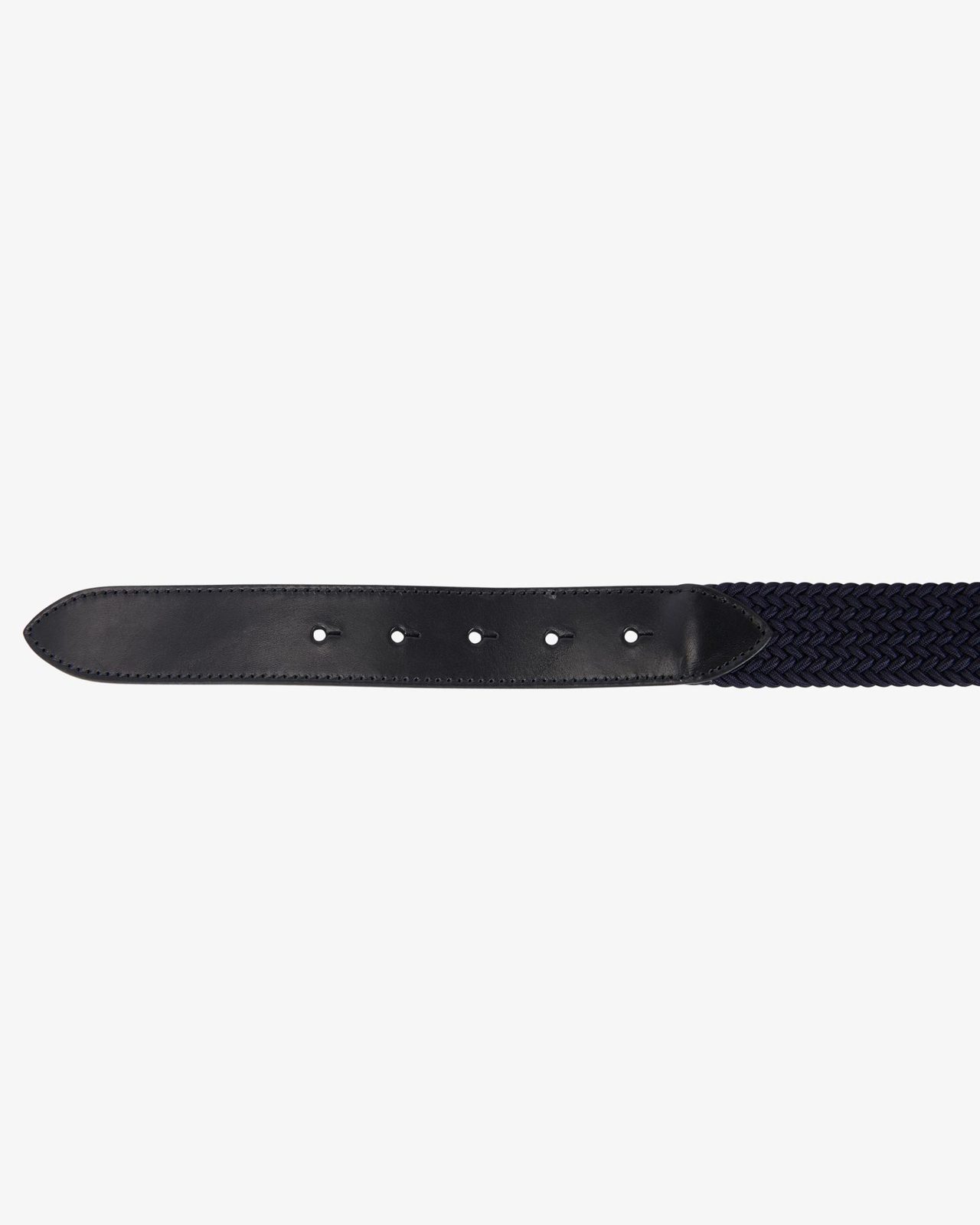 Leather elastic belt with logoed buckle
