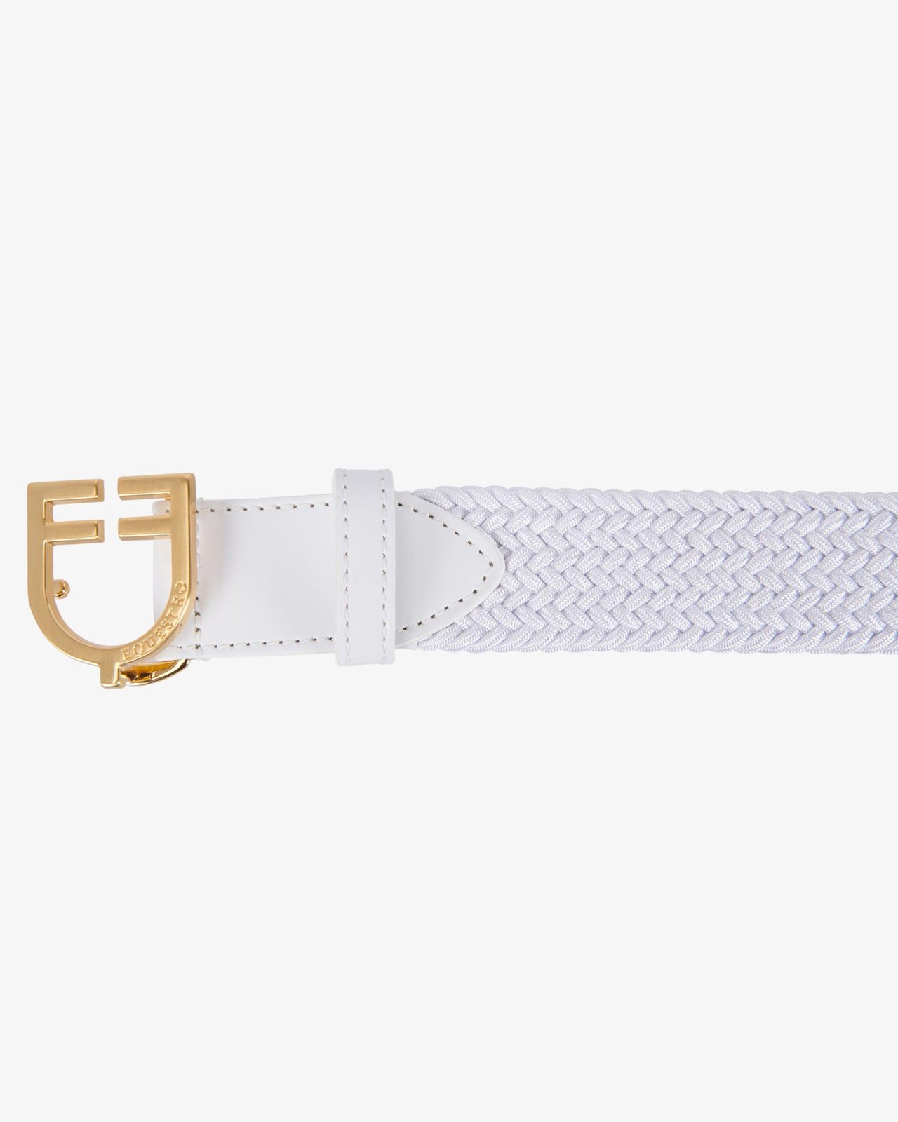 Leather elastic belt with logoed buckle