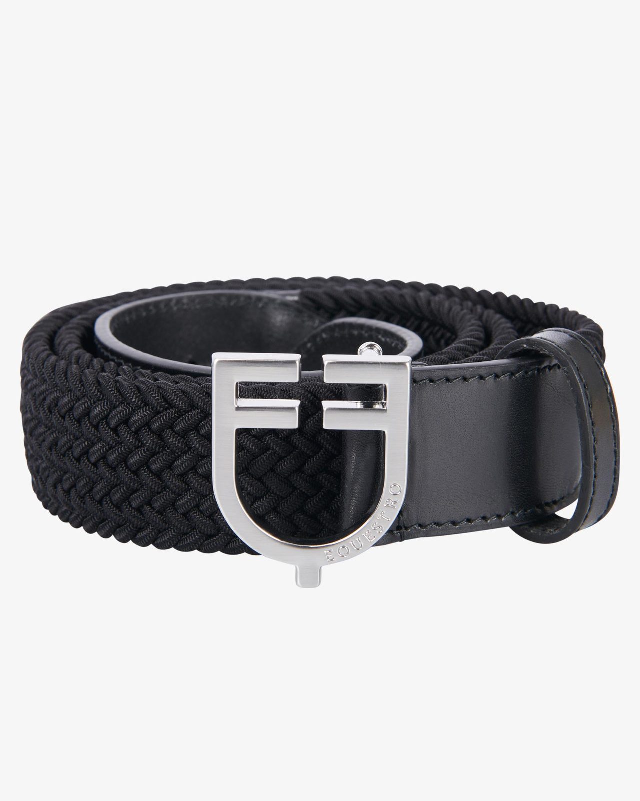 Cintura in cuoio con elastico e logo a fibbia